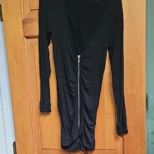 Black Long Sleeve Dress with Zipper Detail